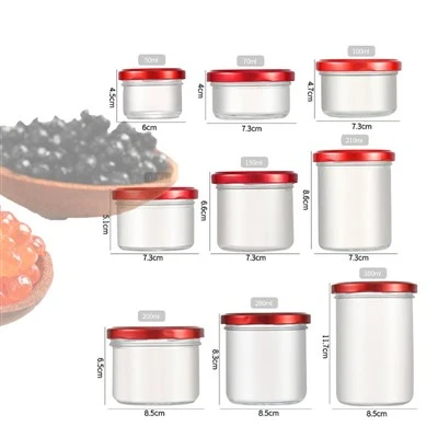 Balang kaca kaviar dengan topi